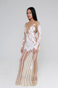 Anita Embroidered Sheer Gown
